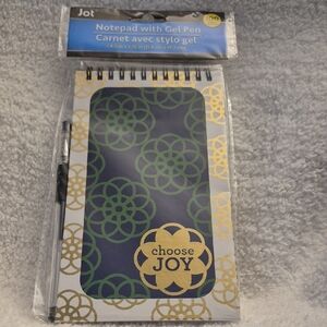 Spiral Notepad with Gel Pen - Green and Gold Design